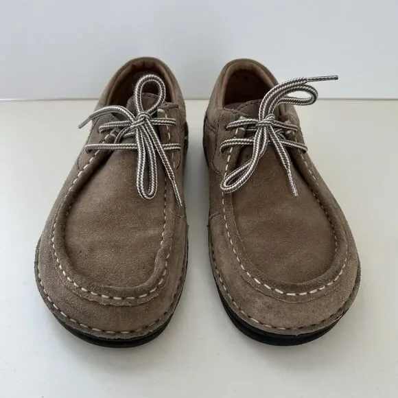Birkenstock Womens Pasadena Lace Up Shoes Sz EU 38 US 7-7.5 Tan Suede Moccasins - Picture 3 of 12